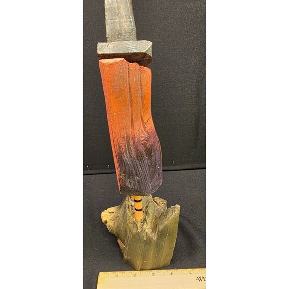 Primitive Folk Art Whimsy Creations Owl w Witches Hat Halloween Carving Figurine - Picture 9 of 9